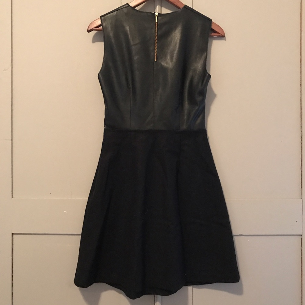 Zara Faux Leather and Wool Little Black Dress - Picture 5 of 6